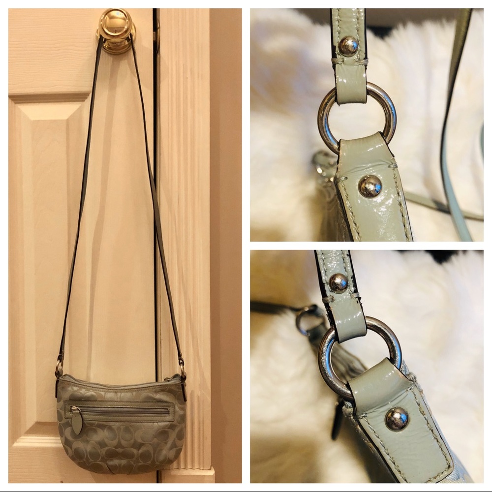 Coach ~ Small Light Blue Fabric Crossbody Purse - Picture 6 of 8
